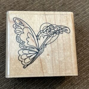 Butterfly Rubber Stamp Mounted Retired Embossing 2002 swirly butterfly 01043 new